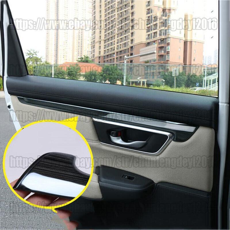 for Honda CRV CR-V 2017-2021 4pcs Inner Door Panel Strip Trim Black Wood Grain
