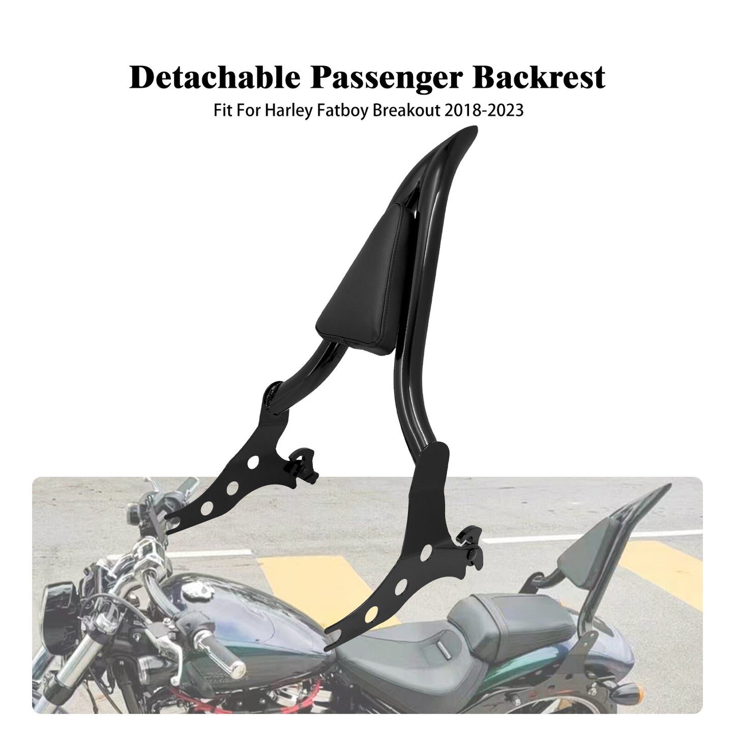 Detachable Rear Sissy Bars Backrest Fit for Harley Breakout FXSB Fatboy 2018-23