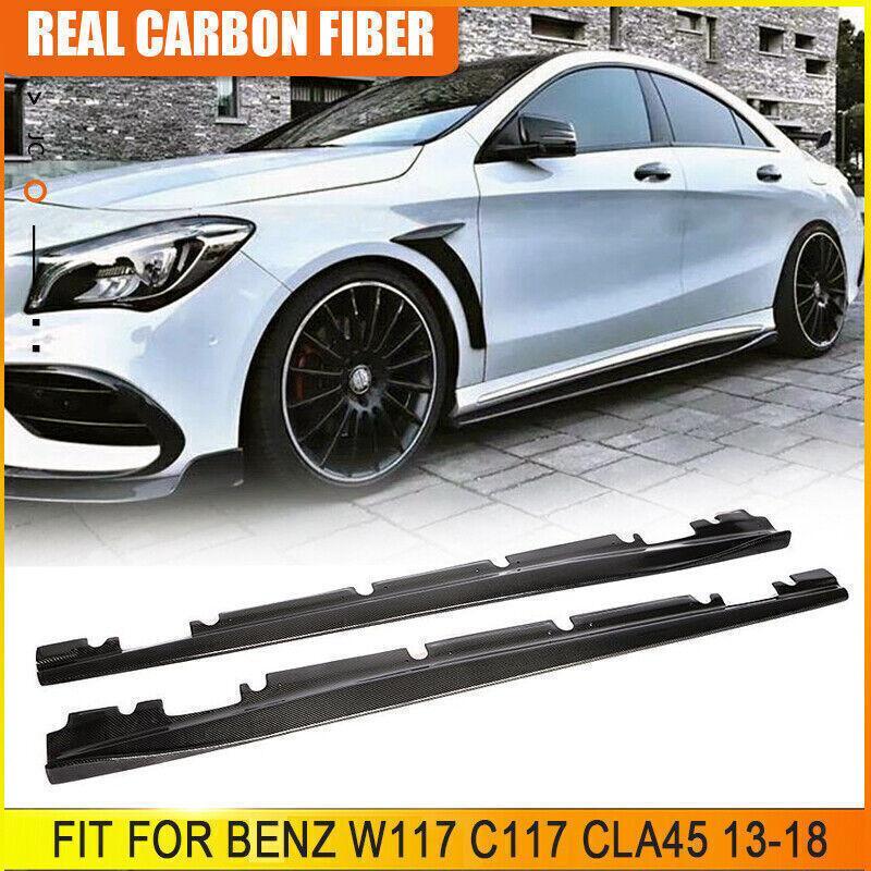 Carbon fiber side skirt panel lips for Mercedes-Benz W117, C117, CLA45, W176, A45 2013+