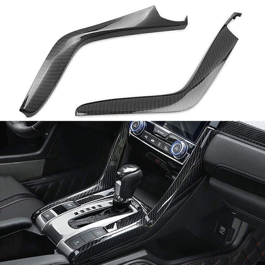 Carbon Fiber Gear Shift Panel Stripe Cover Trim for Honda for Civic 10th 2016-2018