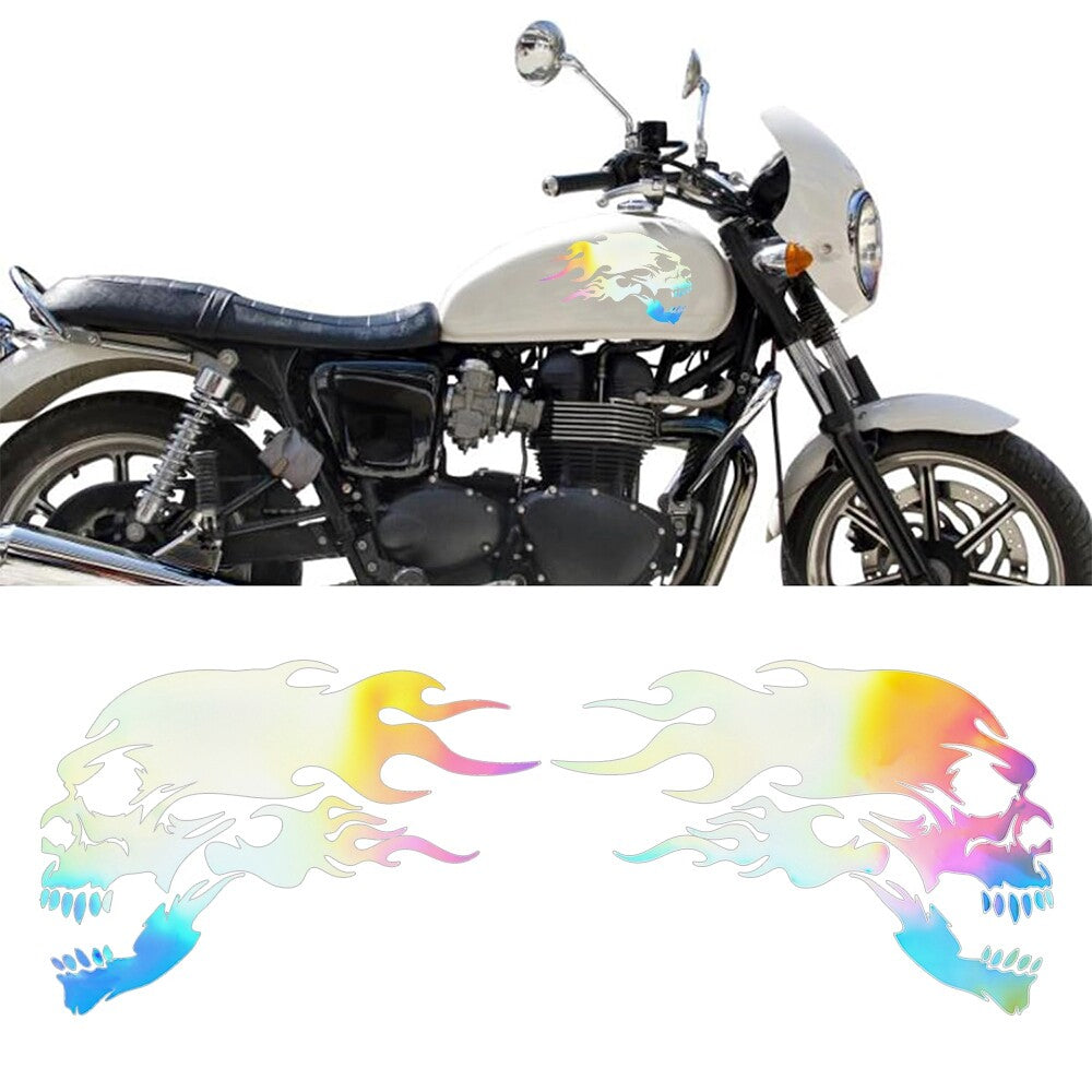 2x Skull Flame Stickers PVC Decals for Car Motorcycle Car Body Sticker Colorful