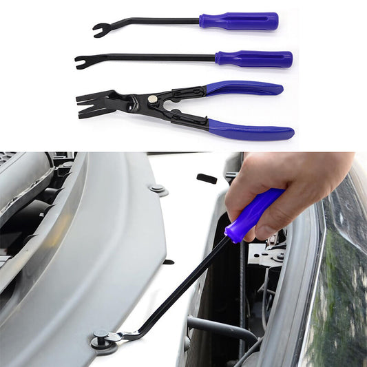 3Pcs Car Door Panel Remover Body Retainer Clip Set Trim Upholstery Pry Tool Blue
