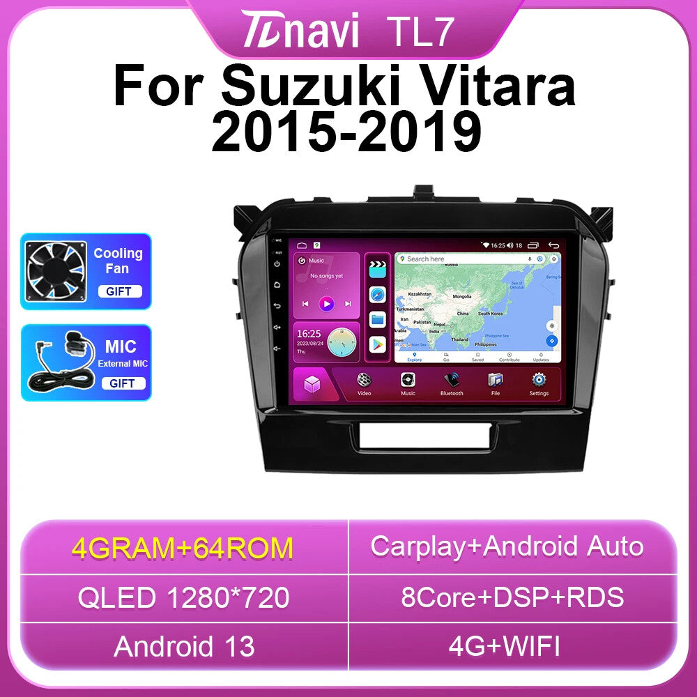 Auto CarPlay Stereo Car Radio for Suzuki Vitara 2015-2019 Multimedia Player GPS