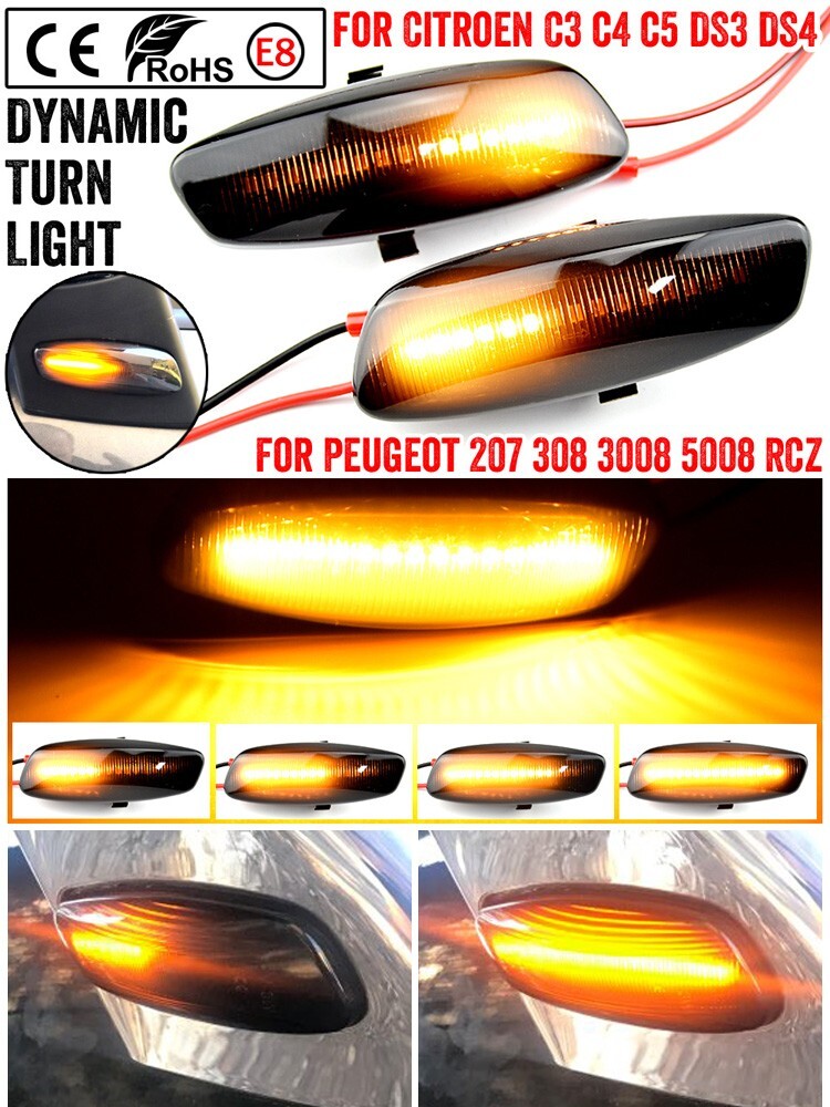 Dynamic Side Marker Turn Light for Peugeot 308 for Citroen C4 Picasso (UA/UD) 10