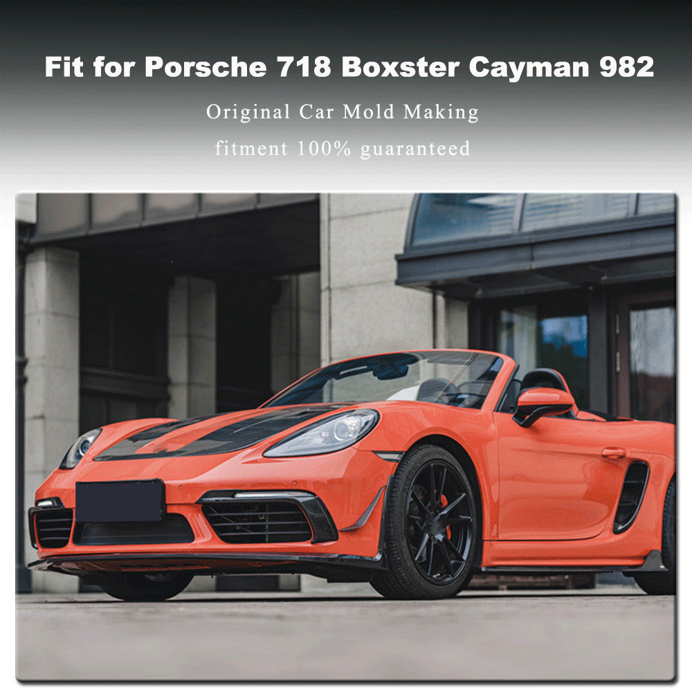 for Porsche 718 Cayman 982 DRY CARBON Front Bumper Splitter Canards Fins