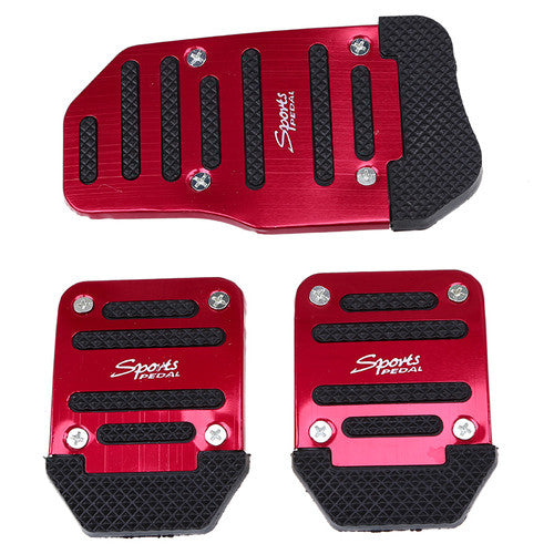 3 Piece Red Universal Car Non-Slip Manual Pedal Brake Gas Pedal Cover for 1 Set