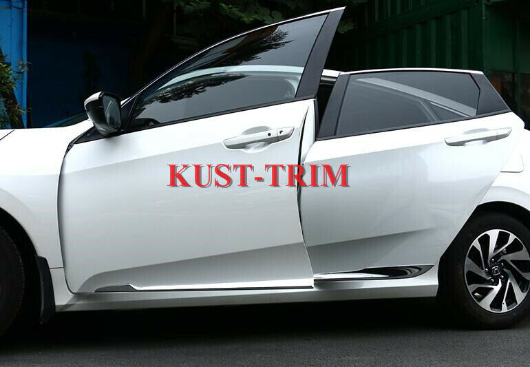 4x for Honda for Civic 2016-2021 ABS Chrome Side Door Body Cover Molding Strip Trim