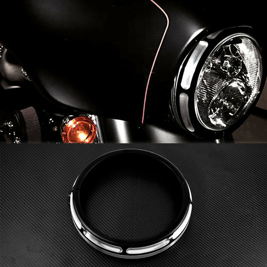 Motorcycle 7 Burst Headlight Trim Ring Fit for Harley Touring Road King Glide