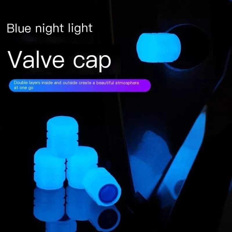 4XCar Tire Valve Stem Caps Glowing Tire Air Caps Cover Tire Valve Caps Universal