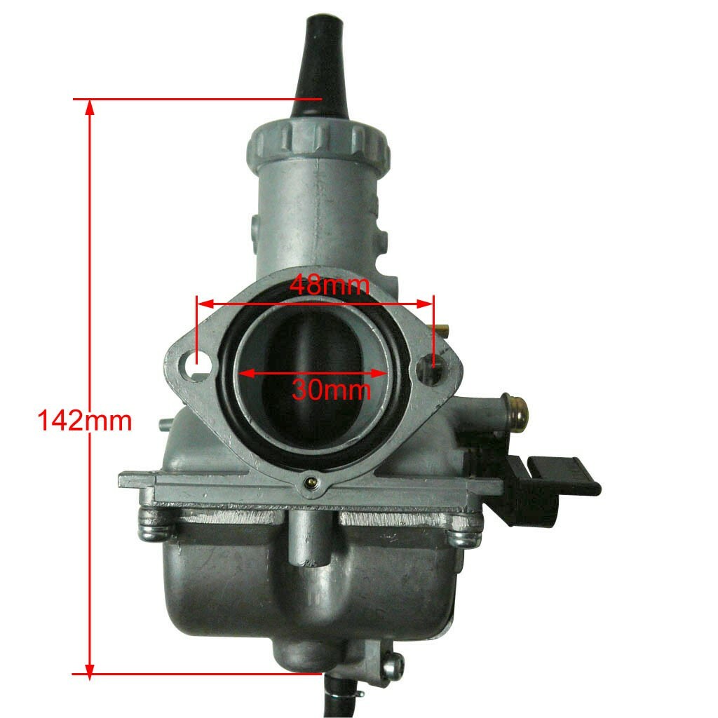 VM26 30mm carburetor + air filter for 200cc and 250cc go-karts/all-terrain vehicles.