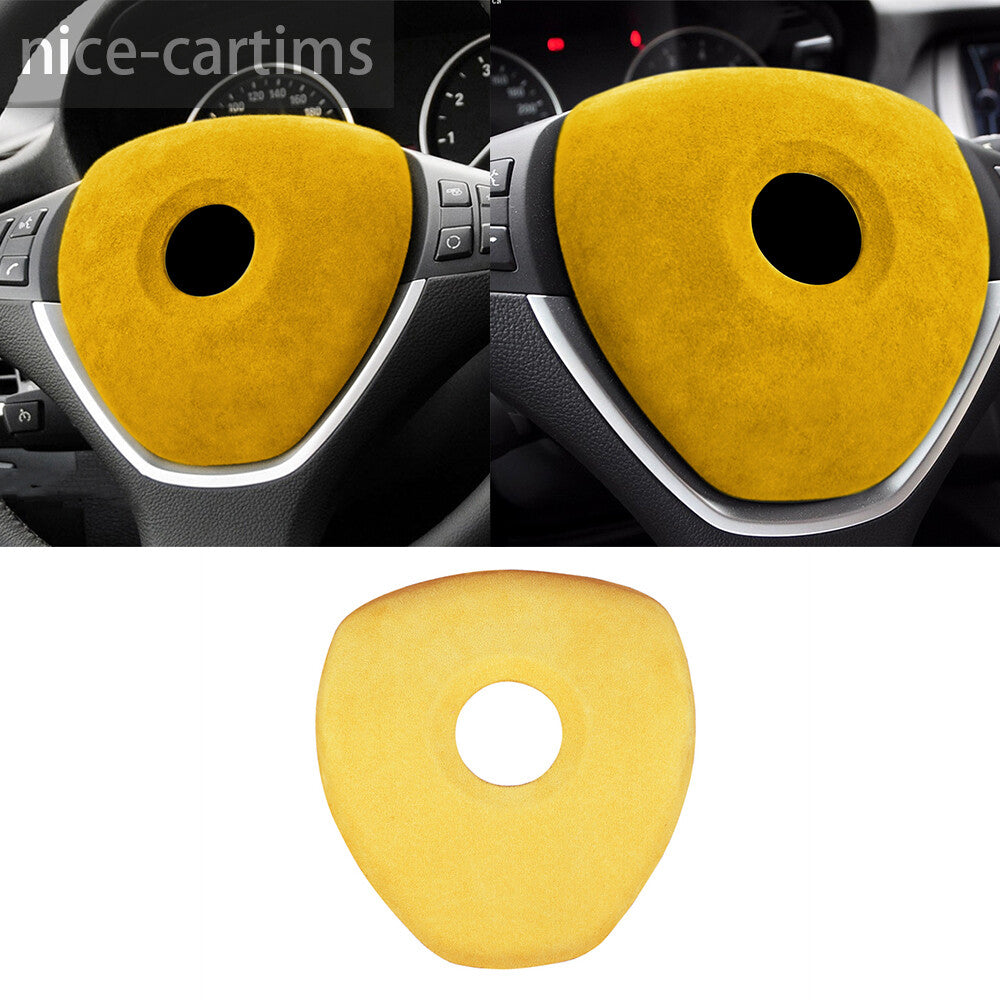 for BMW X5 E70 X6 E71 2008-13 Suede Yellow Steering Wheel Center Panel Trim High