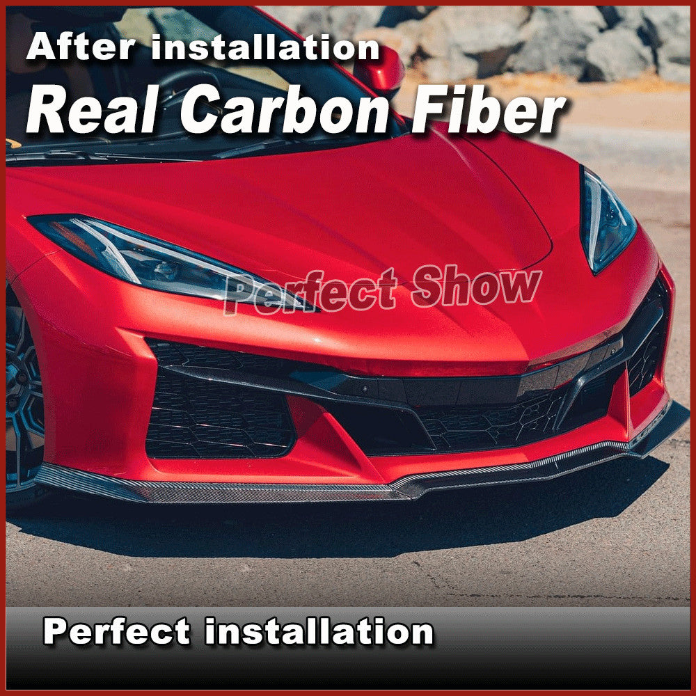 Fit for Chevrolet for Corvette C8 Z06 2022-2024 REAL CARBON Front Bumper Lip Spoiler