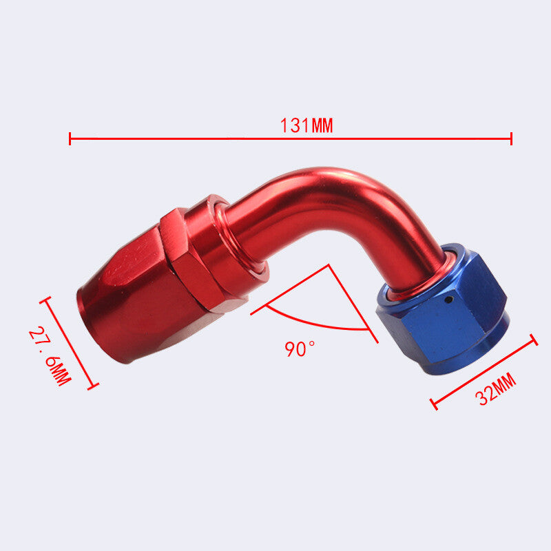 1Pc 90¡ã 90Degree Swivel Hose Line End Fitting Adapter AN12 12AN Fuel Oil Red