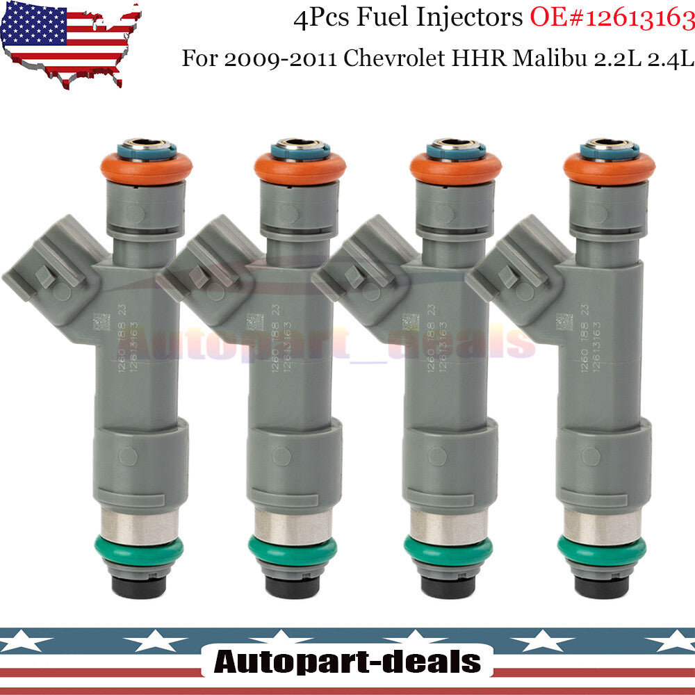 4-piece fuel injector 12613163 for Chevrolet HHR Malibu 2.2L 2.4L 2009-2011 USA