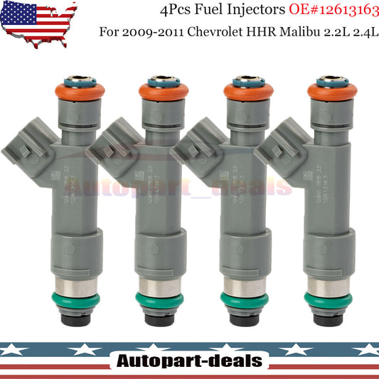4-piece fuel injector 12613163 for Chevrolet HHR Malibu 2.2L 2.4L 2009-2011 USA
