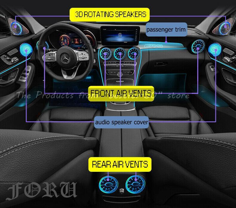 for Mercedes Car C300 C63 W205 Interior Ambient Light LED Air Vent Speaker