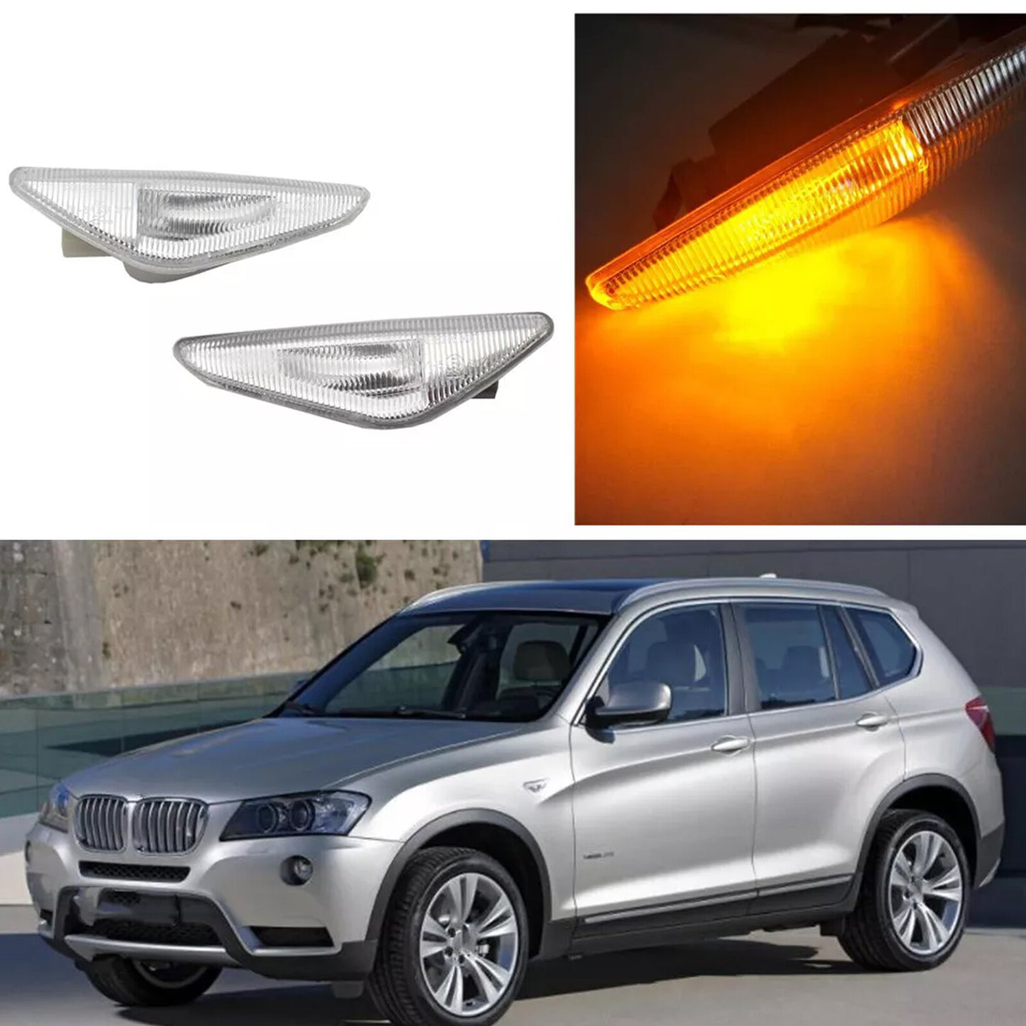 2x Side Marker Indicator Turn Signal Light for BMW X3 F25 2011-2017 2012 2013