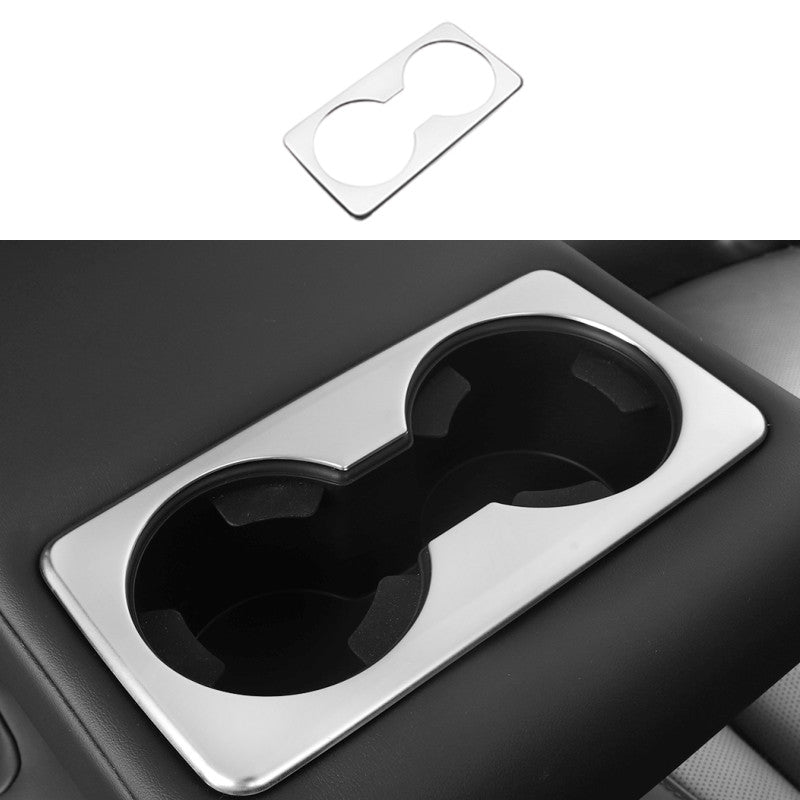 for Chevy Blazer 2019-2022 silver steel Rear Water Cup Holder Frame Cover trim