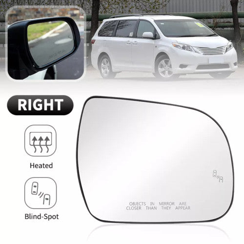 Right Heated Side Rear View Mirror Glass Lens Blind for Toyota for Sienna 2011-19 Xz