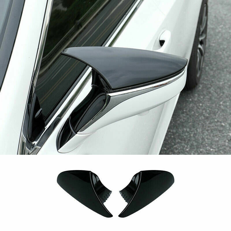 2pc Gloss Black Ox Horn Rearview Mirror Cover Trim Fit for Lexus RC for ES LS LC UX