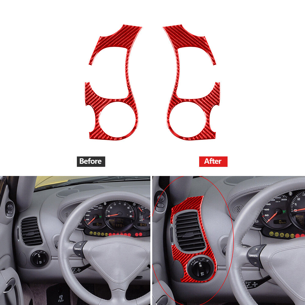 Red Carbon Fiber Side Air Vent Outlet Cover Trim for Porsche Boxster / 996 98-04
