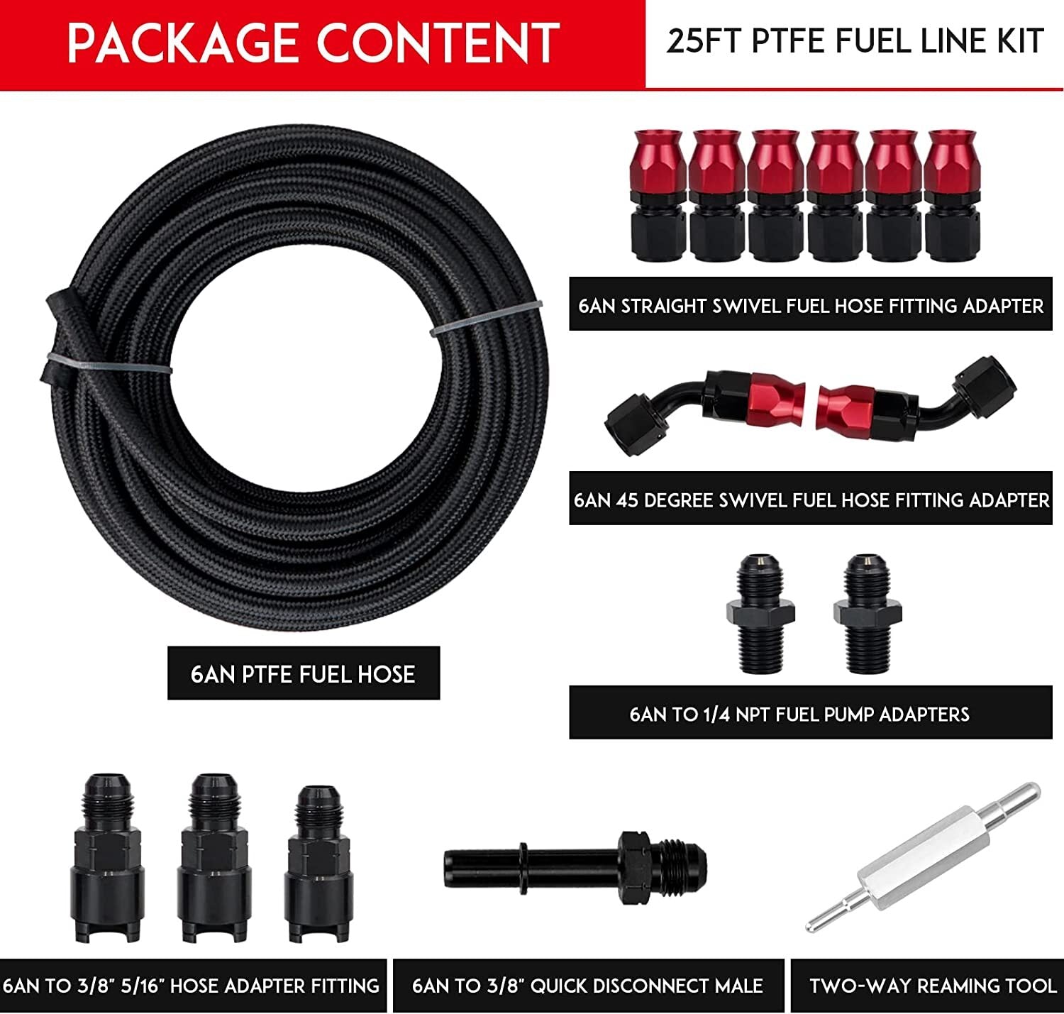 6AN 3/8 inch fuel hose EFI LS fuel injection 6AN fuel line E85 fuel line connector
