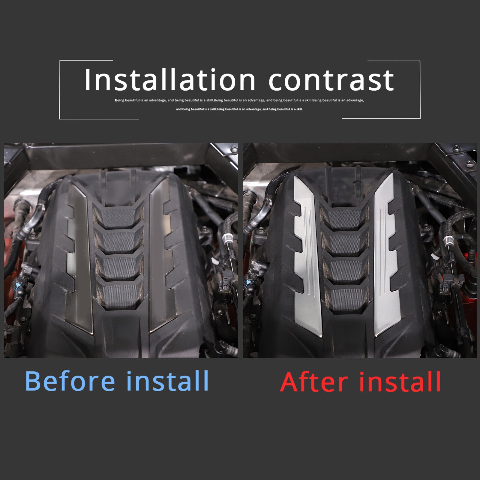 Silver Engine Bay Side Panel Cover for Corvette C8 20-24