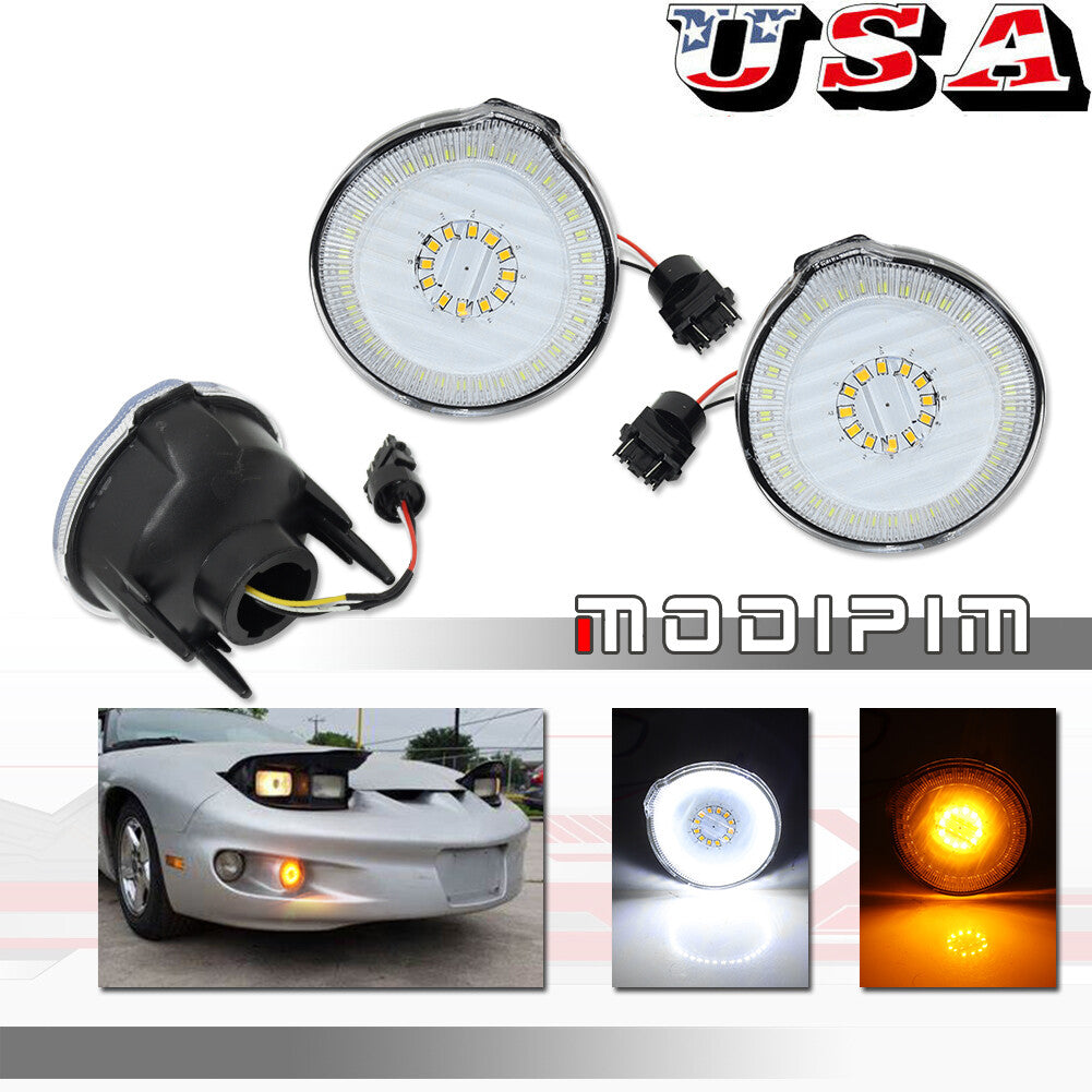 2-pack of DRL turn signal LED light replacement parts for Pontiac Firebird 1998-2002 transparent
