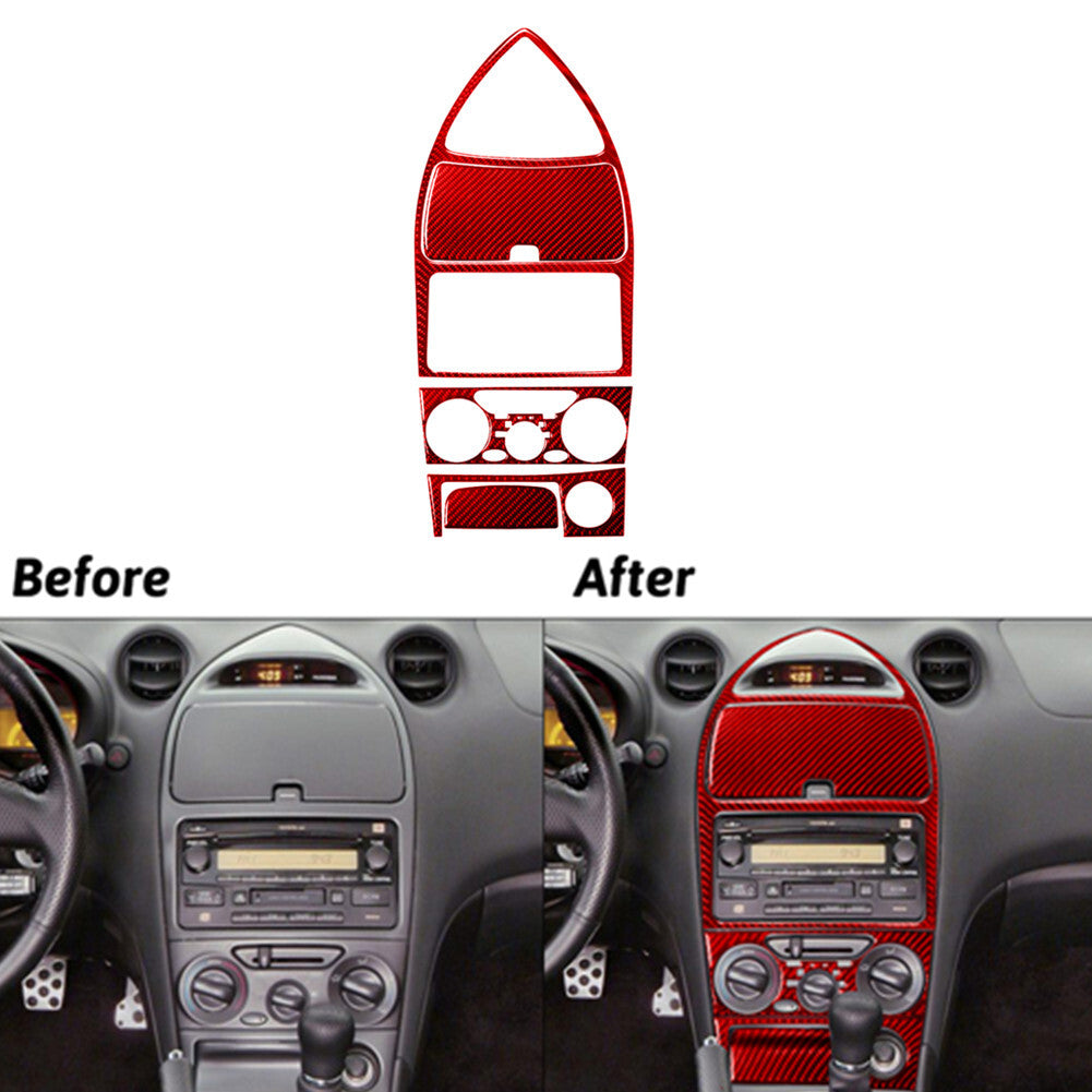 5Pcs Red Carbon Fiber Central Console Cover Trim for Toyota Celica 2000-2005