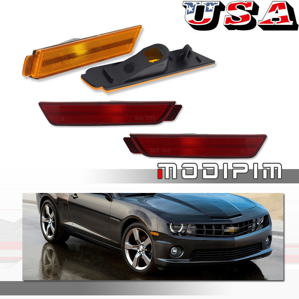 Suitable for 10-15 for Chevrolet Camaro front and rear bumper side marker light reflectors in amber red.