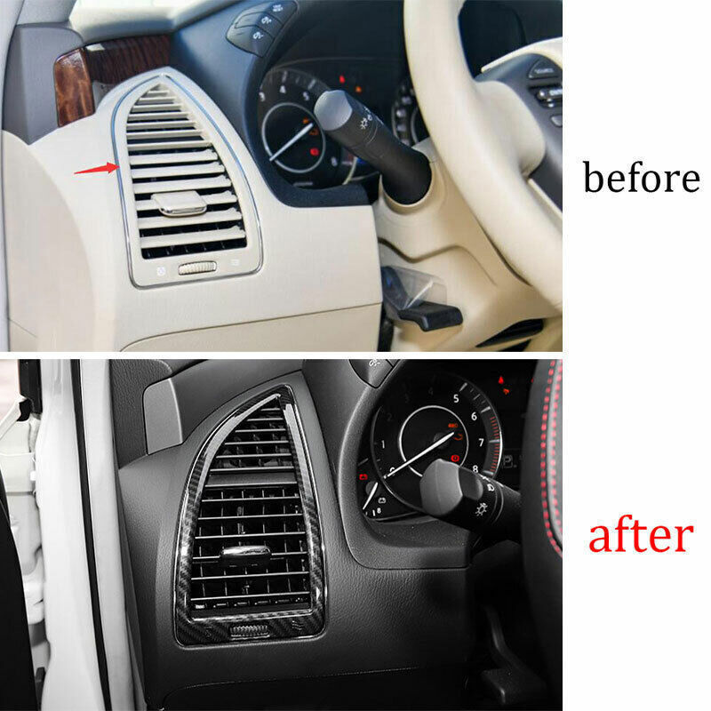 LR AC Air Outlet Vent Cover Trim Fit for Nissan Armada Y62 2017-20 Carbon Fiber