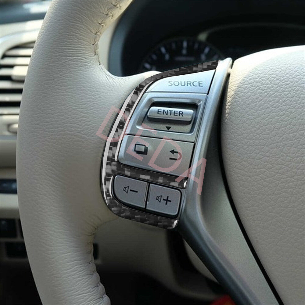 Carbon Fiber Inner Steering Wheel Button Cover for Nissan Altima Teana 2013-2018