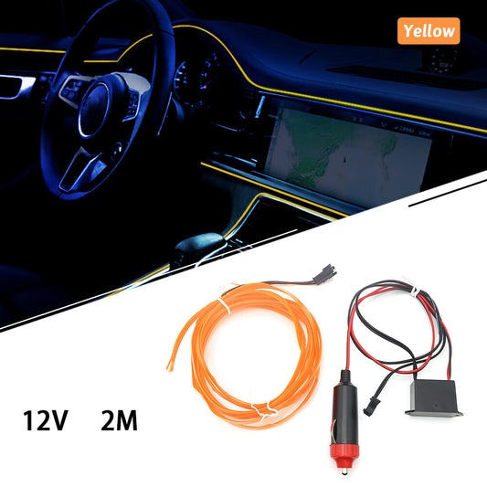 Yellow Car Interior LED Neon Lights Decor Atmosphere El Wire String Strip Lamp