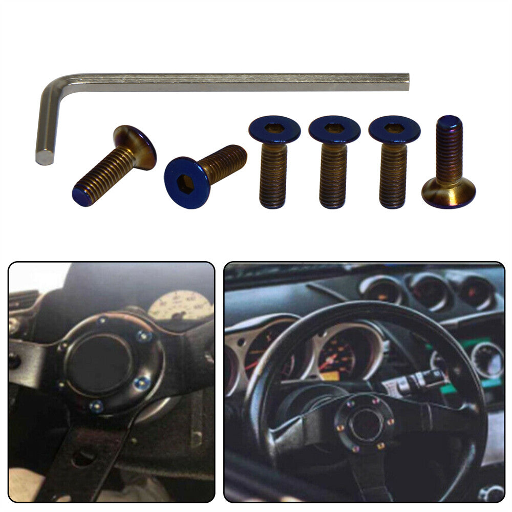 6Pcs Steering Wheel Bolts Screw Kit For Momo Nardi Personal NRG Sparco Flat Head