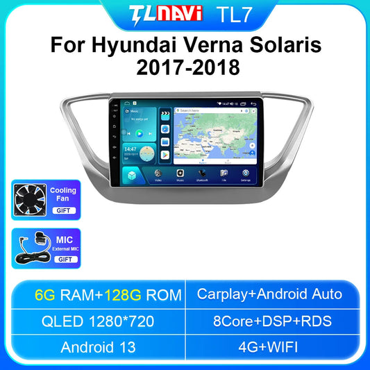 for Hyundai Verna Solaris 2017-2018 CarPlay Car Radio GPS Video Player Screen