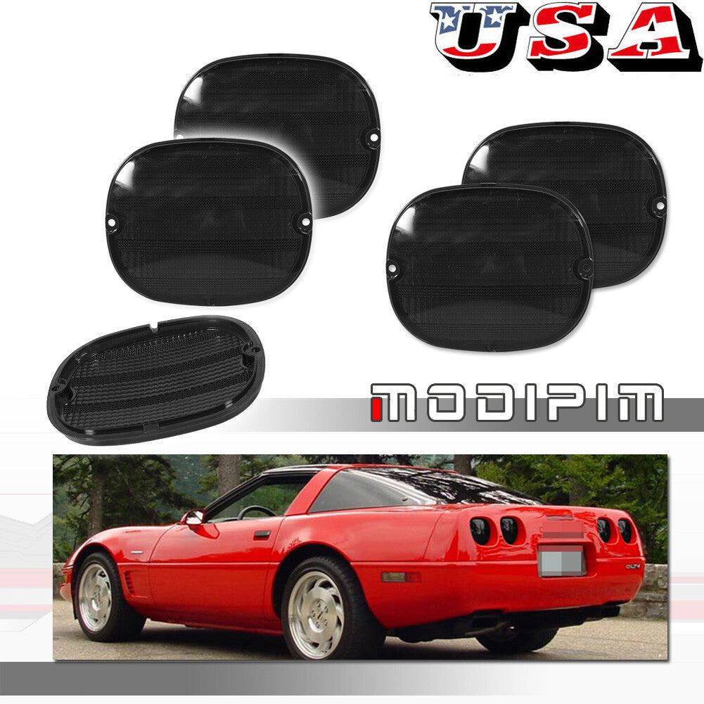 4-Piece Smoked Lens Rear Light Reflector Housing Kit for 1990-1996 C4 for Corvette
