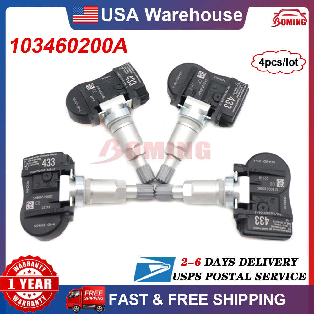 4Pcs New TPMS Tire Pressure Sensors Fit for Tesla Model 3 S X 433MHz 103460200A