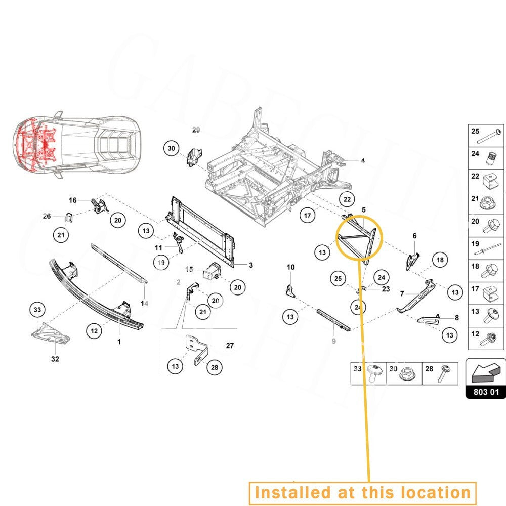 Left Front Radiator Bracket 4T0806191B for Lamborghini for Huracan LP580 LP610