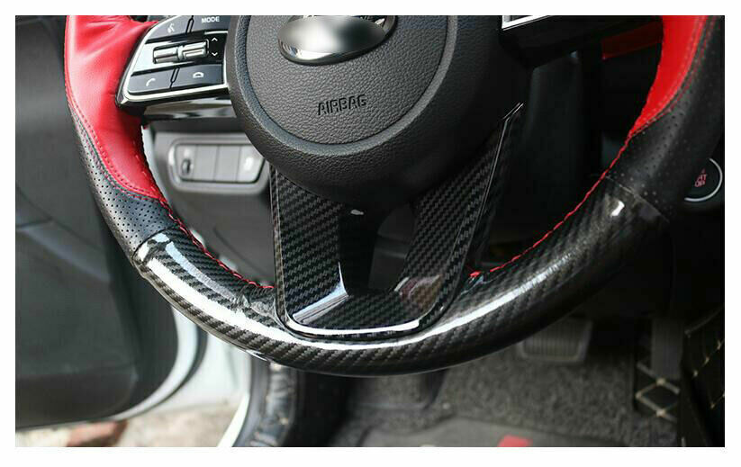 for Kia Forte K3 2019-2021 Carbon Fiber Look Steering Wheel Frame Cover Trim 2X
