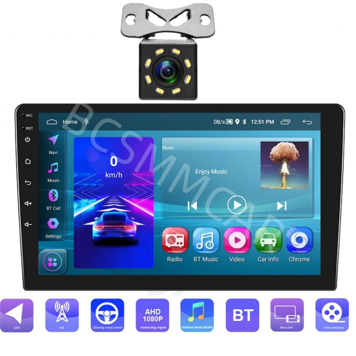 Double 2DIN 10in Android 13 For Apple Carplay Touch Screen Car GPS Stereo Radio
