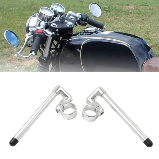 Silver Cafe Racer Bars 7/8 Universal Clip-On Handlebar Fork Tube 52MM