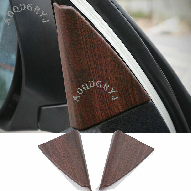 Wood Grain Interior Front Triangle Window Cover Trim for Toyota Prado 2010-2021