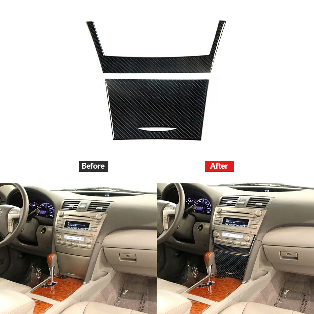 2Pcs Carbon Fiber Center Storage Box Panel Cover Trim for Toyota for Camry 2007-2011