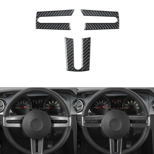 Carbon Fiber Steering Wheel Accent Cover Trim Sticker for Ford for Mustang 2005-2009