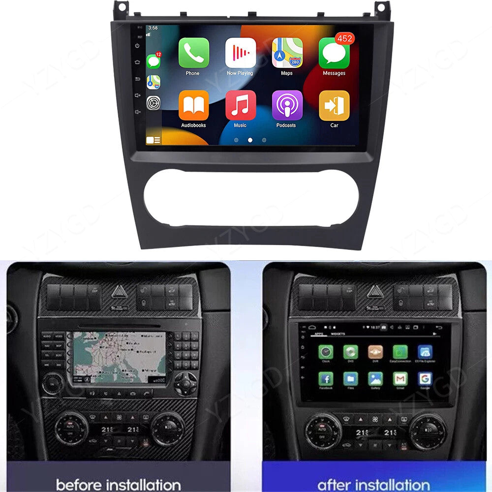 GPS Navi Car Stereo Radio CarPlay for Mercedes for Benz C-Class C230 C280 2004-2007