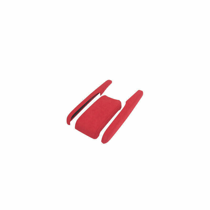 Middle Console Armrest Box Cover Trim for Honda for Civic 16-21 Red Alcantara Suede