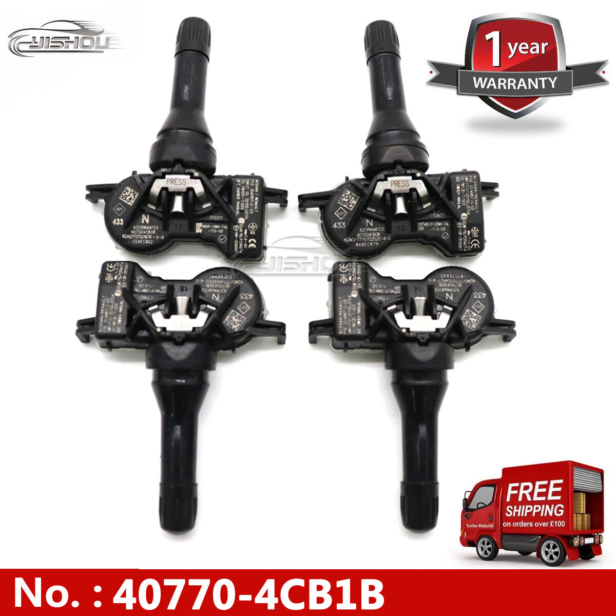 4-pack TPMS tire pressure sensors for Nissan Altima Rogue 40700-4CB0B 40700-4CB0A
