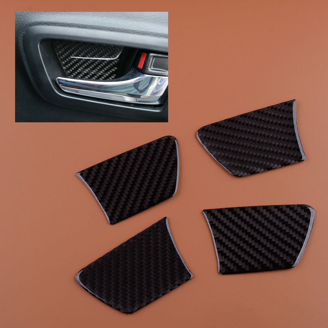 Carbon Fiber Interior Door Handle Bowl Trims Fit for Toyota Tacoma 2015-2020