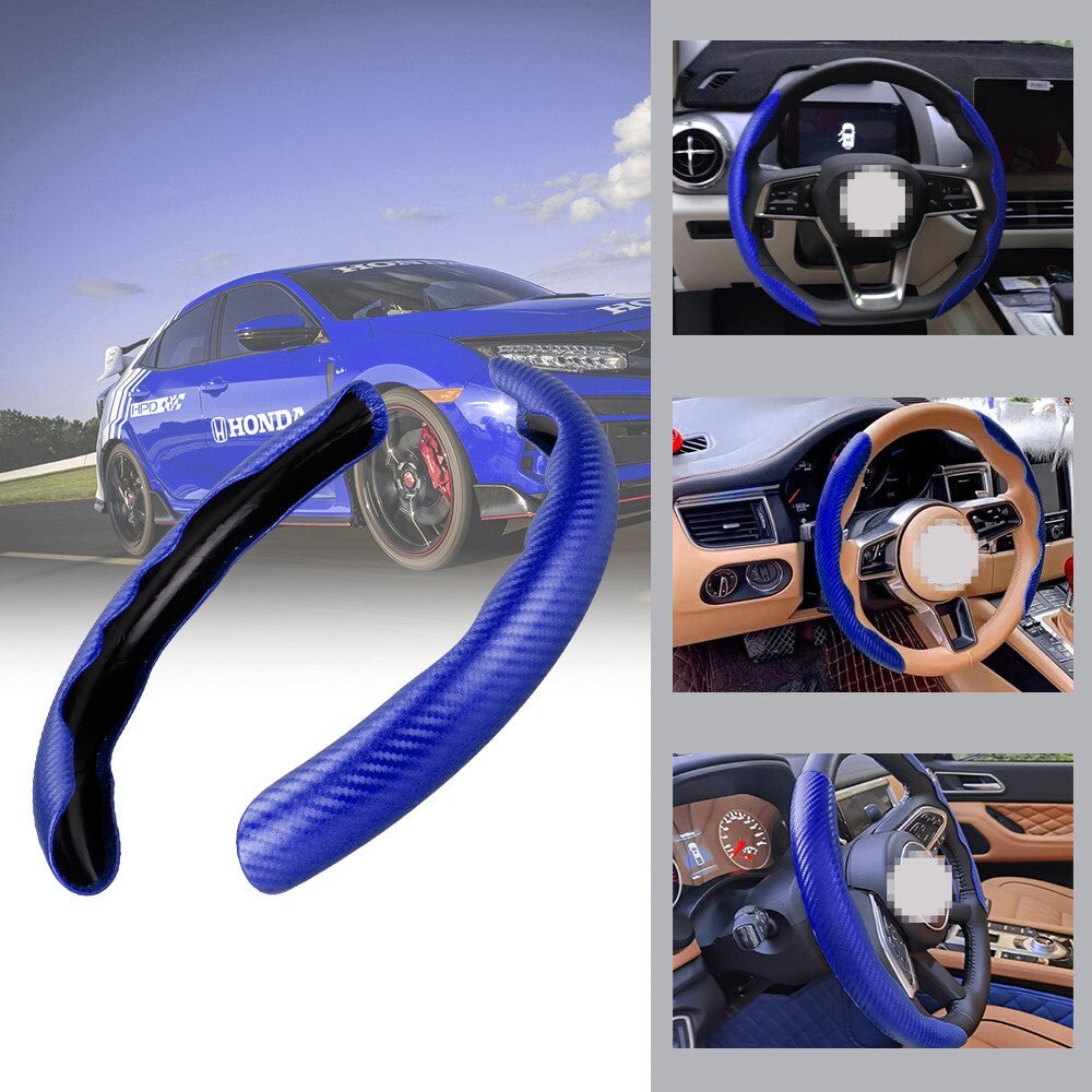 Blue Carbon Fiber Universal Car Steering Wheel Booster Cover NonSlip Accessory