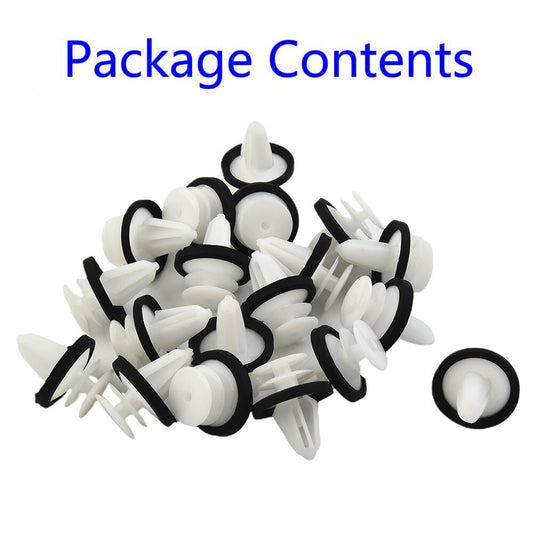Decorative panel clip molded plastic retainer, side white with seal, 20 pieces